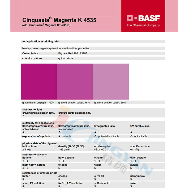 BASF Cinquasia Red K4535巴斯夫有机颜料红K4535/RT-235-D(R.202)